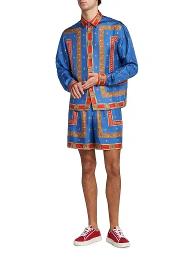Versace Men's The Ring Master Silk Twill Shirt - Royal Blue Red - Size 46 | Thumbnail 2 Versace Men's The Ring Master Silk Twill Shirt - Royal Blue Red - Size 46 | Thumbnail 2