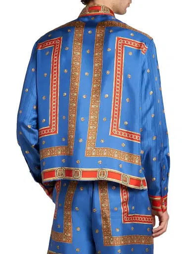 Versace Men's The Ring Master Silk Twill Shirt - Royal Blue Red - Size 46 | Thumbnail 5 Versace Men's The Ring Master Silk Twill Shirt - Royal Blue Red - Size 46 | Thumbnail 5