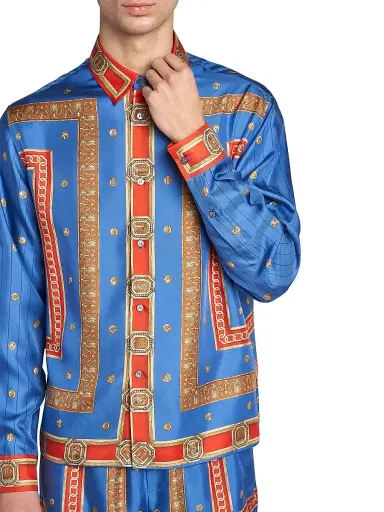 Versace Men's The Ring Master Silk Twill Shirt - Royal Blue Red - Size 46 | Thumbnail 6 Versace Men's The Ring Master Silk Twill Shirt - Royal Blue Red - Size 46 | Thumbnail 6
