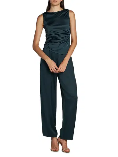 Giorgio Armani Women's Satin Asymmetric Sleeveless Blouse - Green | Thumbnail 2 Giorgio Armani Women's Satin Asymmetric Sleeveless Blouse - Green | Thumbnail 2