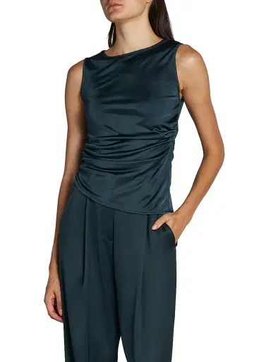 Giorgio Armani Women's Satin Asymmetric Sleeveless Blouse - Green | Thumbnail 4 Giorgio Armani Women's Satin Asymmetric Sleeveless Blouse - Green | Thumbnail 4