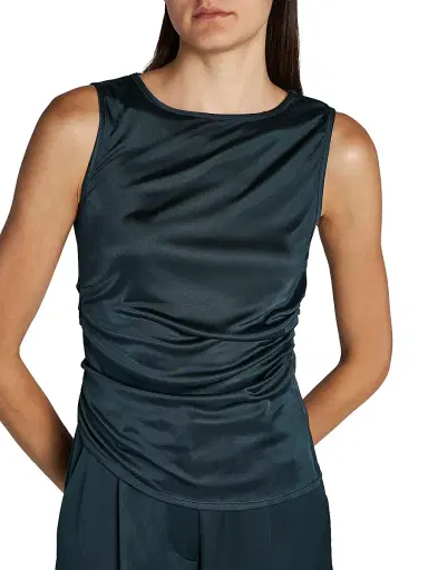 Giorgio Armani Women's Satin Asymmetric Sleeveless Blouse - Green | Thumbnail 6 Giorgio Armani Women's Satin Asymmetric Sleeveless Blouse - Green | Thumbnail 6