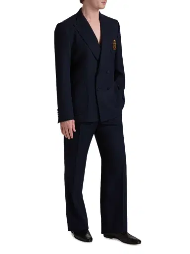 Dolce & Gabbana Men's Creased-Front Wool Trousers - Blu Scurissimo | Thumbnail 2 Dolce & Gabbana Men's Creased-Front Wool Trousers - Blu Scurissimo | Thumbnail 2