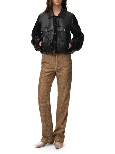 LOEWE Women's Leather Bomber Jacket - Black | Thumbnail 2 LOEWE Women's Leather Bomber Jacket - Black | Thumbnail 2