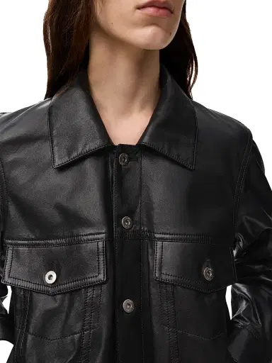 LOEWE Women's Leather Bomber Jacket - Black | Thumbnail 5 LOEWE Women's Leather Bomber Jacket - Black | Thumbnail 5