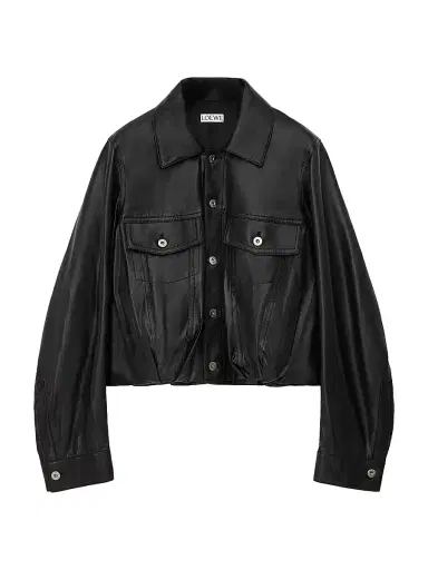 LOEWE Women's Leather Bomber Jacket - Black | Thumbnail 1 LOEWE Women's Leather Bomber Jacket - Black | Thumbnail 1
