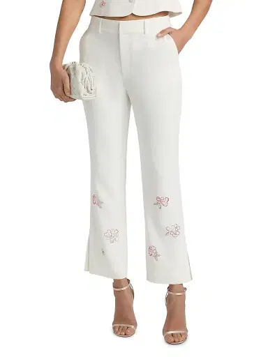 Cinq à Sept Women's Kerry Blooming Linework Crop Pants - Ivory Multi | Thumbnail 3 Cinq à Sept Women's Kerry Blooming Linework Crop Pants - Ivory Multi | Thumbnail 3