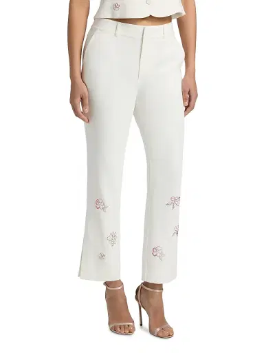 Cinq à Sept Women's Kerry Blooming Linework Crop Pants - Ivory Multi | Thumbnail 4 Cinq à Sept Women's Kerry Blooming Linework Crop Pants - Ivory Multi | Thumbnail 4
