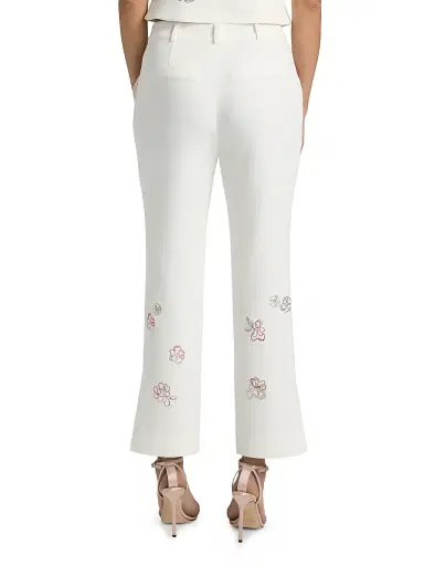 Cinq à Sept Women's Kerry Blooming Linework Crop Pants - Ivory Multi | Thumbnail 5 Cinq à Sept Women's Kerry Blooming Linework Crop Pants - Ivory Multi | Thumbnail 5