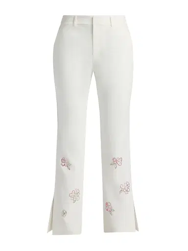 Cinq à Sept Women's Kerry Blooming Linework Crop Pants - Ivory Multi | Thumbnail 1 Cinq à Sept Women's Kerry Blooming Linework Crop Pants - Ivory Multi | Thumbnail 1
