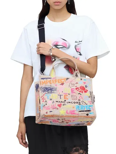 Marc Jacobs Women's The Punk Medium Scribble Canvas Tote Bag | Thumbnail 2 Marc Jacobs Women's The Punk Medium Scribble Canvas Tote Bag | Thumbnail 2
