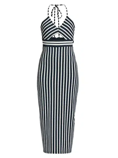 Ramy Brook Women's Stevie Halterneck Striped Midi-Dress - Navy Stripe | Thumbnail 1 Ramy Brook Women's Stevie Halterneck Striped Midi-Dress - Navy Stripe | Thumbnail 1