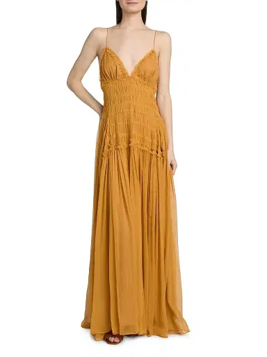 Ulla Johnson Women's Atrani SIlk Gown - Ochre - Size 8 | Thumbnail 3 Ulla Johnson Women's Atrani SIlk Gown - Ochre - Size 8 | Thumbnail 3