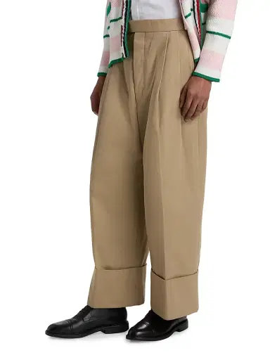 Thom Browne Men's Cotton Gabardine Wide-Leg Trousers - Khaki | Thumbnail 4 Thom Browne Men's Cotton Gabardine Wide-Leg Trousers - Khaki | Thumbnail 4