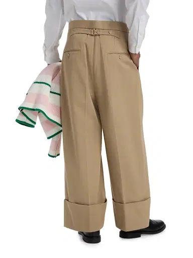 Thom Browne Men's Cotton Gabardine Wide-Leg Trousers - Khaki | Thumbnail 5 Thom Browne Men's Cotton Gabardine Wide-Leg Trousers - Khaki | Thumbnail 5