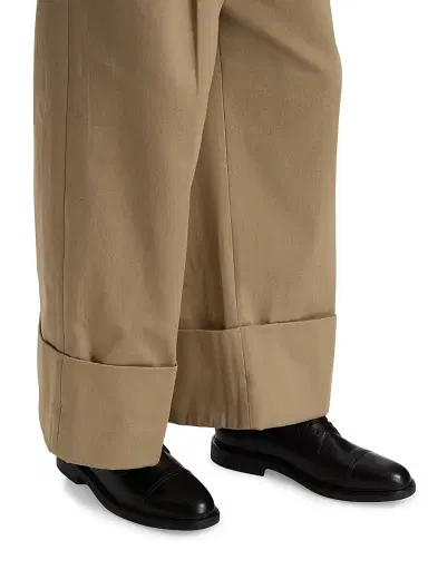 Thom Browne Men's Cotton Gabardine Wide-Leg Trousers - Khaki | Thumbnail 6 Thom Browne Men's Cotton Gabardine Wide-Leg Trousers - Khaki | Thumbnail 6