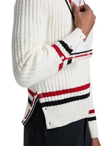 Thom Browne Men's Cable-Knit Cotton Cricket Sweater | Thumbnail 6 Thom Browne Men's Cable-Knit Cotton Cricket Sweater | Thumbnail 6