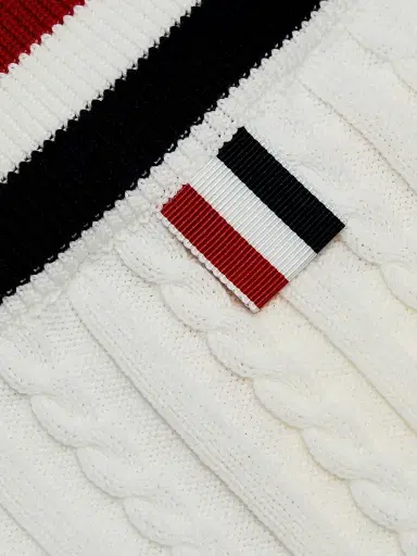 Thom Browne Men's Cable-Knit Cotton Cricket Sweater | Thumbnail 7 Thom Browne Men's Cable-Knit Cotton Cricket Sweater | Thumbnail 7
