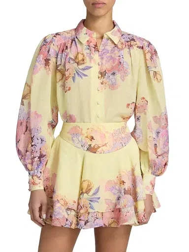 Hemant & Nandita Women's Floral Boho Shirt - Yellow | Thumbnail 3 Hemant & Nandita Women's Floral Boho Shirt - Yellow | Thumbnail 3