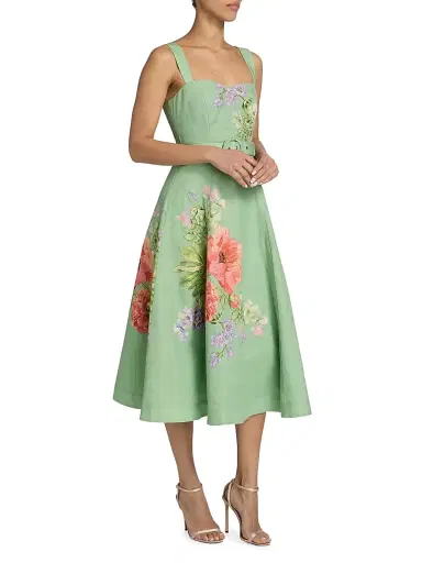 Hemant & Nandita Women's Tie-Waist Floral A-Line Midi-Dress | Thumbnail 4 Hemant & Nandita Women's Tie-Waist Floral A-Line Midi-Dress | Thumbnail 4