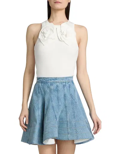 Aknvas Women's Camille Flower Appliqué Cotton Tank | Thumbnail 3 Aknvas Women's Camille Flower Appliqué Cotton Tank | Thumbnail 3