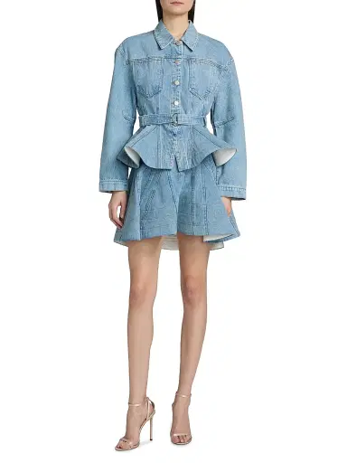 AKNVAS Women's Alex Ruffled Denim Jacket - Sky Blue Denim | Thumbnail 2 AKNVAS Women's Alex Ruffled Denim Jacket - Sky Blue Denim | Thumbnail 2