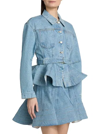 AKNVAS Women's Alex Ruffled Denim Jacket - Sky Blue Denim | Thumbnail 4 AKNVAS Women's Alex Ruffled Denim Jacket - Sky Blue Denim | Thumbnail 4