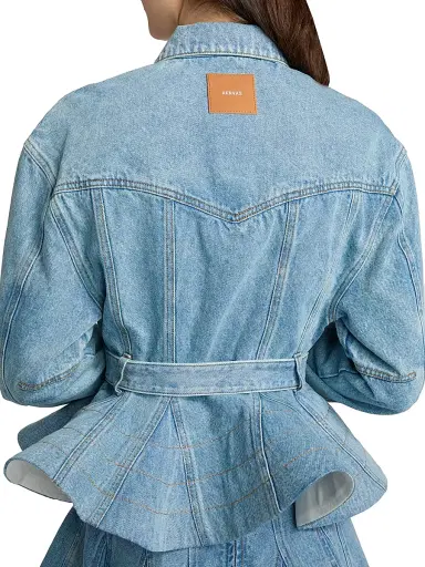 AKNVAS Women's Alex Ruffled Denim Jacket - Sky Blue Denim | Thumbnail 6 AKNVAS Women's Alex Ruffled Denim Jacket - Sky Blue Denim | Thumbnail 6