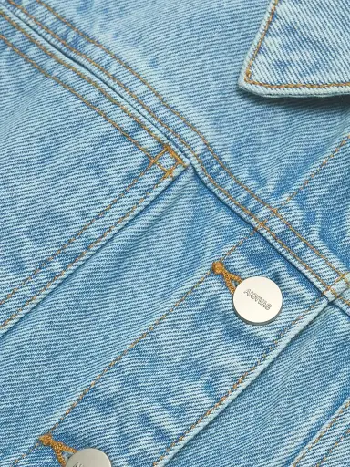AKNVAS Women's Alex Ruffled Denim Jacket - Sky Blue Denim | Thumbnail 7 AKNVAS Women's Alex Ruffled Denim Jacket - Sky Blue Denim | Thumbnail 7