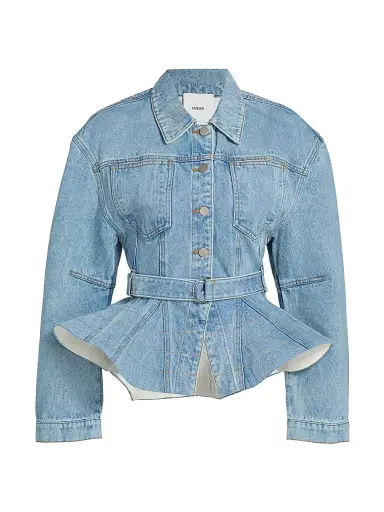 AKNVAS Women's Alex Ruffled Denim Jacket - Sky Blue Denim | Thumbnail 1 AKNVAS Women's Alex Ruffled Denim Jacket - Sky Blue Denim | Thumbnail 1