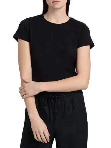 Majestic Filatures Women's Interlock Cotton Short-Sleeve T-Shirt - Noir | Thumbnail 3 Majestic Filatures Women's Interlock Cotton Short-Sleeve T-Shirt - Noir | Thumbnail 3