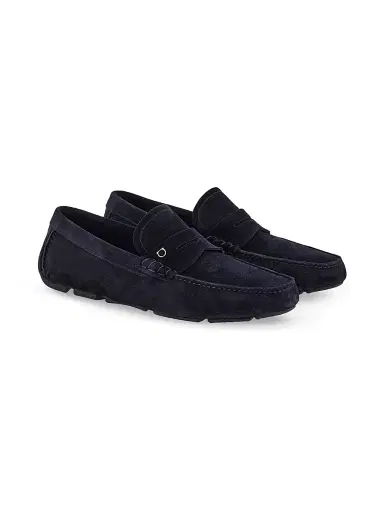 FERRAGAMO Men's Timothy Suede Driving Loafers - Navy | Thumbnail 2 FERRAGAMO Men's Timothy Suede Driving Loafers - Navy | Thumbnail 2