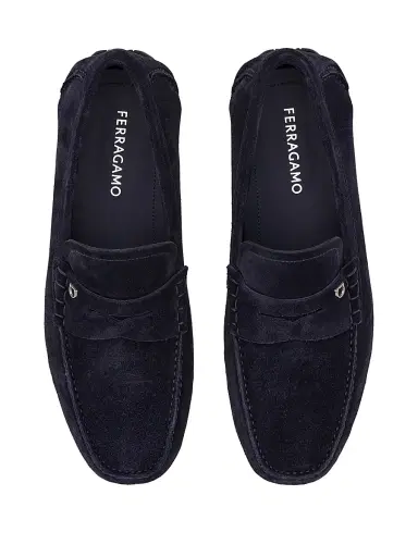 FERRAGAMO Men's Timothy Suede Driving Loafers - Navy | Thumbnail 3 FERRAGAMO Men's Timothy Suede Driving Loafers - Navy | Thumbnail 3
