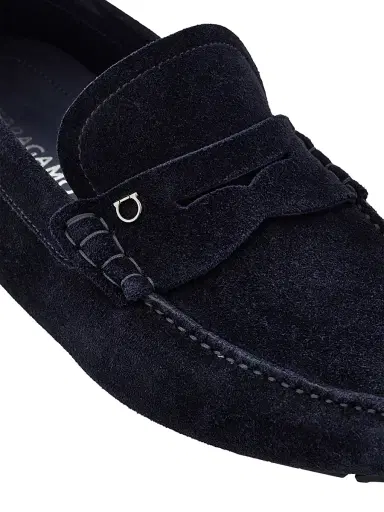 FERRAGAMO Men's Timothy Suede Driving Loafers - Navy | Thumbnail 6 FERRAGAMO Men's Timothy Suede Driving Loafers - Navy | Thumbnail 6