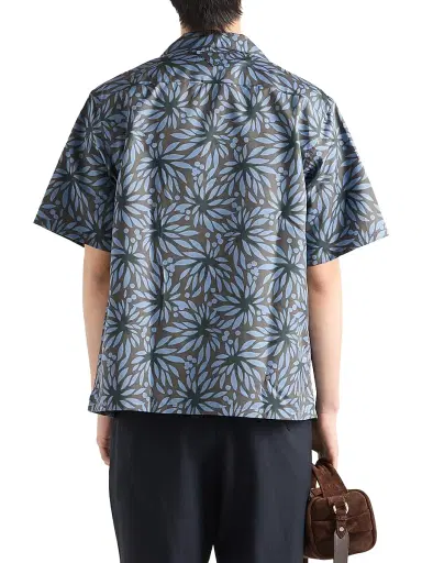 Prada Men's Printed Cotton Bowling Shirt - Beige Khaki | Thumbnail 10 Prada Men's Printed Cotton Bowling Shirt - Beige Khaki | Thumbnail 10