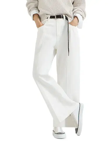 Brunello Cucinelli Women's Dyed Denim Contemporary Square Trousers with Monili - | Thumbnail 5 Brunello Cucinelli Women's Dyed Denim Contemporary Square Trousers with Monili - | Thumbnail 5