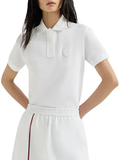 Brunello Cucinelli Women's Stretch Cotton Piqué Polo Shirt with Logo | Thumbnail 2 Brunello Cucinelli Women's Stretch Cotton Piqué Polo Shirt with Logo | Thumbnail 2