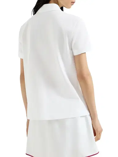 Brunello Cucinelli Women's Stretch Cotton Piqué Polo Shirt with Logo | Thumbnail 3 Brunello Cucinelli Women's Stretch Cotton Piqué Polo Shirt with Logo | Thumbnail 3
