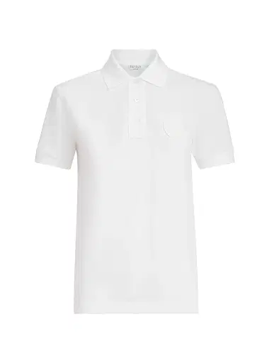 Brunello Cucinelli Women's Stretch Cotton Piqué Polo Shirt with Logo | Thumbnail 1 Brunello Cucinelli Women's Stretch Cotton Piqué Polo Shirt with Logo | Thumbnail 1