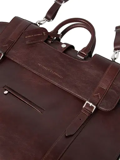 Brunello Cucinelli Men's Calfskin Suit Carrier - Burgundy | Thumbnail 5 Brunello Cucinelli Men's Calfskin Suit Carrier - Burgundy | Thumbnail 5