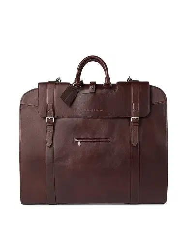 Brunello Cucinelli Men's Calfskin Suit Carrier - Burgundy | Thumbnail 1 Brunello Cucinelli Men's Calfskin Suit Carrier - Burgundy | Thumbnail 1