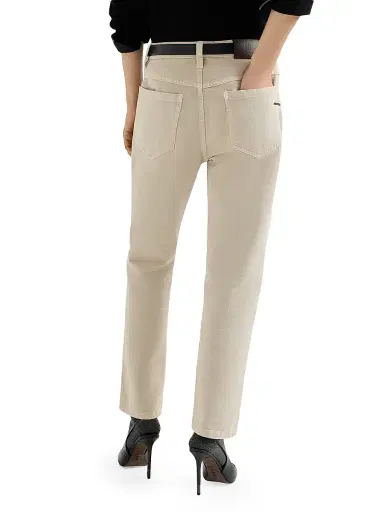 Brunello Cucinelli Women's Dyed Denim Five Pocket Straight Jeans with Shiny Bartack - Sand - Size 16 | Thumbnail 3 Brunello Cucinelli Women's Dyed Denim Five Pocket Straight Jeans with Shiny Bartack - Sand - Size 16 | Thumbnail 3
