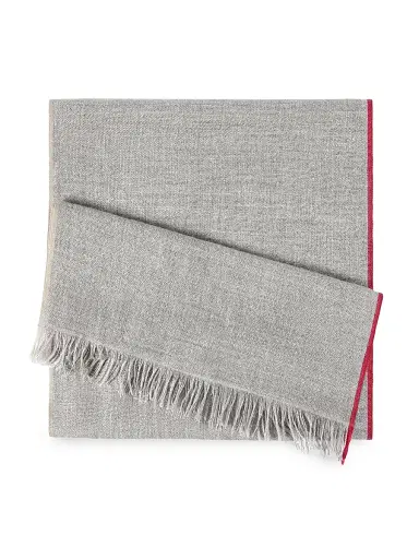 Brunello Cucinelli Men's Cashmere and Cotton Scarf with Selvedge | Thumbnail 1 Brunello Cucinelli Men's Cashmere and Cotton Scarf with Selvedge | Thumbnail 1