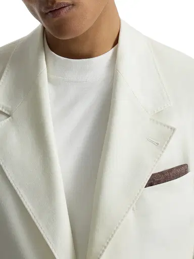 Brunello Cucinelli Men's Silk Pocket Square with Printed Logo - Brown | Thumbnail 2 Brunello Cucinelli Men's Silk Pocket Square with Printed Logo - Brown | Thumbnail 2