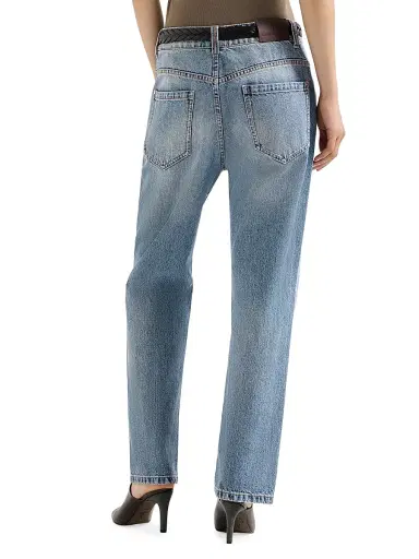 Brunello Cucinelli Women's Authentic Denim Retro Five Pocket Trousers with Monili - Light Denim | Thumbnail 4 Brunello Cucinelli Women's Authentic Denim Retro Five Pocket Trousers with Monili - Light Denim | Thumbnail 4