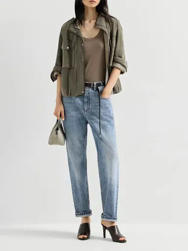 Brunello Cucinelli Women's Authentic Denim Retro Five Pocket Trousers with Monili - Light Denim | Thumbnail 6 Brunello Cucinelli Women's Authentic Denim Retro Five Pocket Trousers with Monili - Light Denim | Thumbnail 6