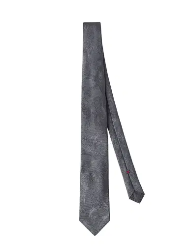 Brunello Cucinelli Men's Paisley Silk Tie - Dark Grey | Thumbnail 1 Brunello Cucinelli Men's Paisley Silk Tie - Dark Grey | Thumbnail 1