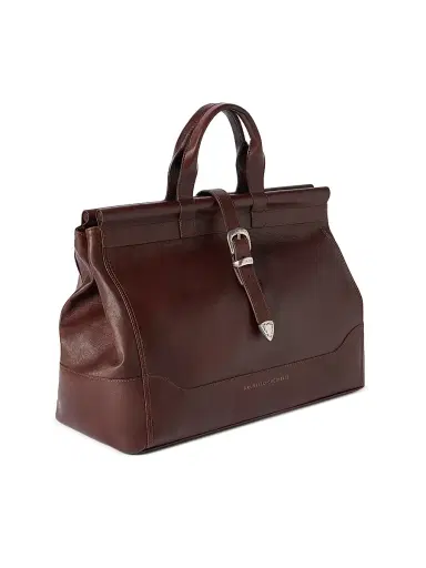 Brunello Cucinelli Men's Calfskin Bag - Burgundy | Thumbnail 4 Brunello Cucinelli Men's Calfskin Bag - Burgundy | Thumbnail 4