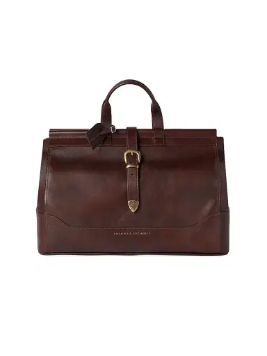 Brunello Cucinelli Men's Calfskin Bag - Burgundy | Thumbnail 1 Brunello Cucinelli Men's Calfskin Bag - Burgundy | Thumbnail 1