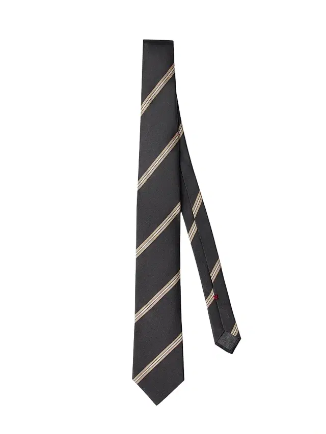 Men's Regimental Stripe Silk Tie - Anthracite Men's Regimental Stripe Silk Tie - Anthracite